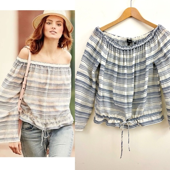 Theory "Odettah Vall Stripe" Cotton & Silk-blend top, EUC - Picture 1 of 12